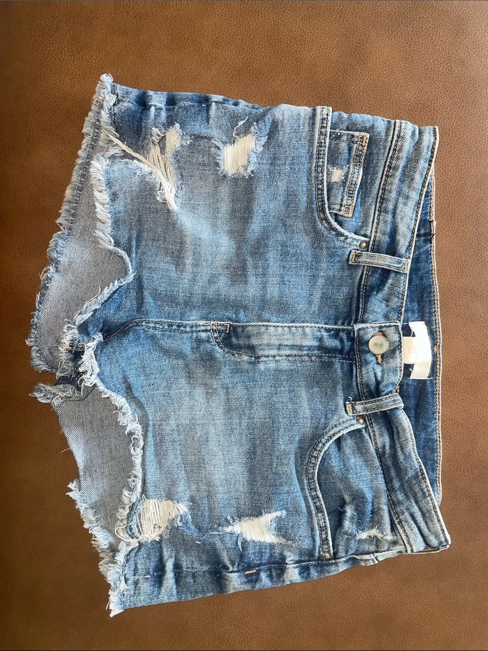 H&M Light Blue Distressed Denim Shorts